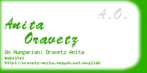 anita oravetz business card